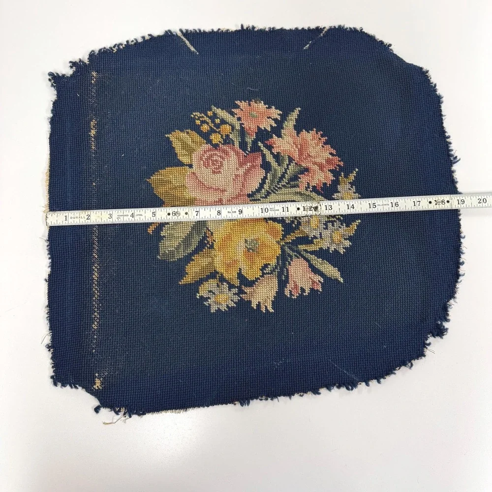Vintage needlepoint tapestry floral decor